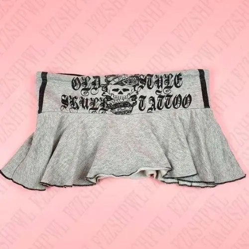 Image de Jupe Courte Y2K Punk Crâne Imprimé - Style Streetwear Féminin