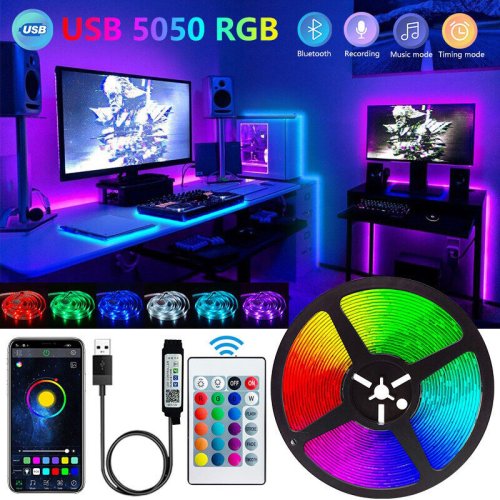 Bild von Bluetooth LED Lichter Streifen 5050 Smart App Fernbedienung flexible Diode Lampe RGB Band Hintergrund beleuchtung Spielzimmer Weihnachts dekoration