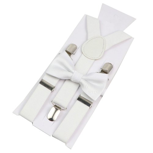 Afbeelding van Stijlvolle Bruine Leren Bretels met Bowtie Set