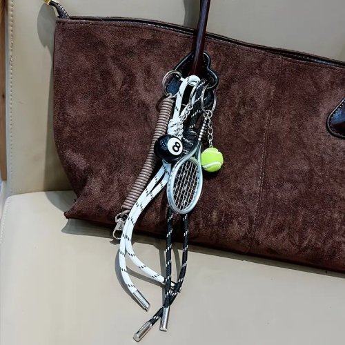 Imagen de Cuerda tejida a mano creativa para tenis, cuerda tejida única, llavero de coche de billar, accesorios, colgante de bolsa