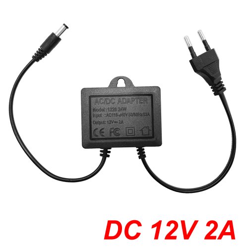 Imagen de Adaptador de Corriente DC 12V 2A con Enchufe Europeo Impermeable para Uso Exterior - Ideal para Cámaras de Seguridad CCTV, NVR, DVR y Enrutadores con Entrada AC 110V-240V