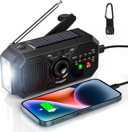 Draagbare zonne-radio, EHBO-radio voor noodpakketten met slinger, dynamo AM/FM-radio, verblindende krachtcentrale, USB-t