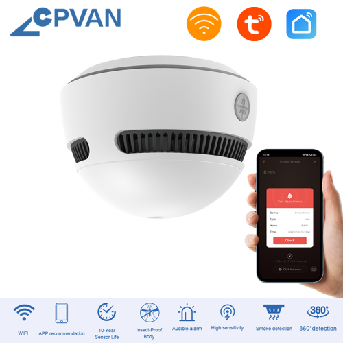 Image of Smart WiFi Smoke Detector with Tuya App Control – Advanced Fire Alarm Sensor for Home Safety & Security