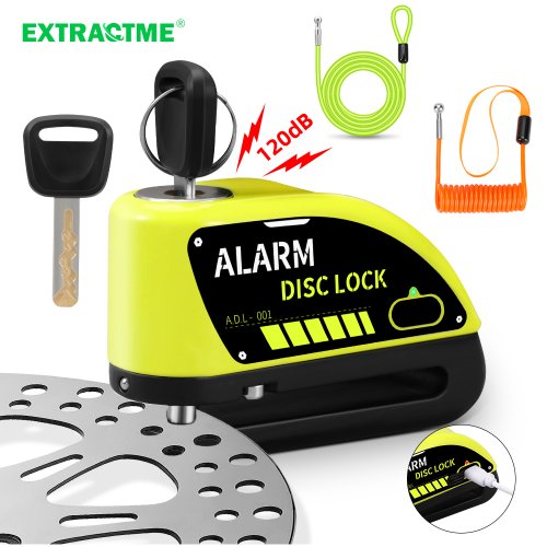 Image of Extractme Motorcycle Alarm Disc Brake Lock – 120dB Anti-Theft Security Padlock for Bicycles, Scooters & Motorcycles