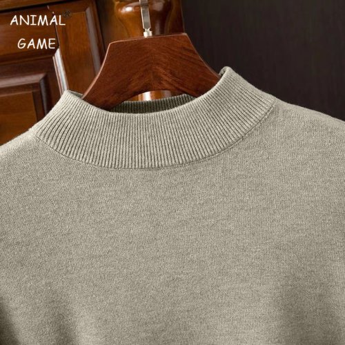 Afbeelding van Herfst Heren Mock Neck Gebreide Trui - Warme Outdoor Halve Hals Trui in Effen Kleur voor Streetwear en Winter