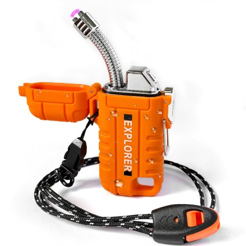 Afbeelding van Waterdichte Dubbele Boogaansteker met Oplaadbare Plasma Vlam, Winddichte en Vlamloze Aansteker voor Outdoor, Camping en Rooken