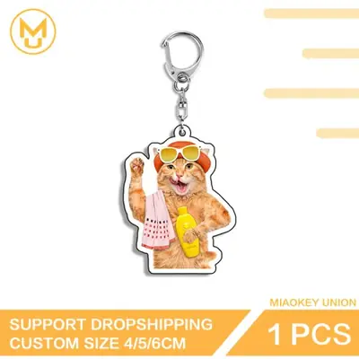 Image de Porte-clés Chat Mème avec Mousqueton – 18 Modèles, 4, 5 ou 6 cm