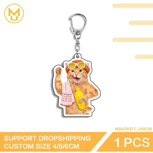 Image de Porte-clés Chat Mème avec Mousqueton – 18 Modèles, 4, 5 ou 6 cm