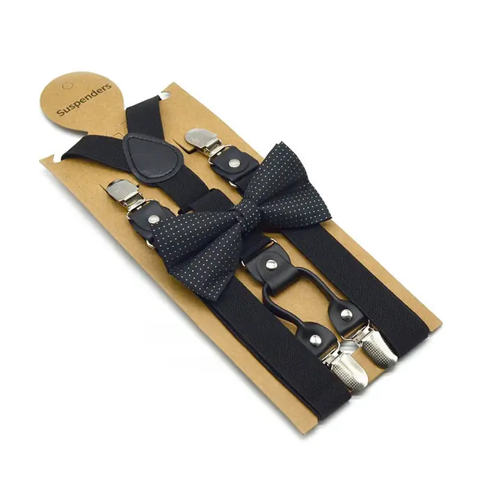 Image de Bretelles Élastiques en Cuir avec Nœud Papillon - Style Élégant pour Hommes et Femmes