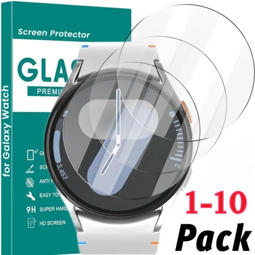 Immagine di Pellicola Protettiva in Vetro Temperato 9H per Samsung Galaxy Watch 4, 5, 6, 7, 8, Classic 42mm, 46mm, Watch7, Watch8 40mm e 44mm - Pellicola Proteggi Schermo HD con Alta Definizione e Resistenza agli Urti