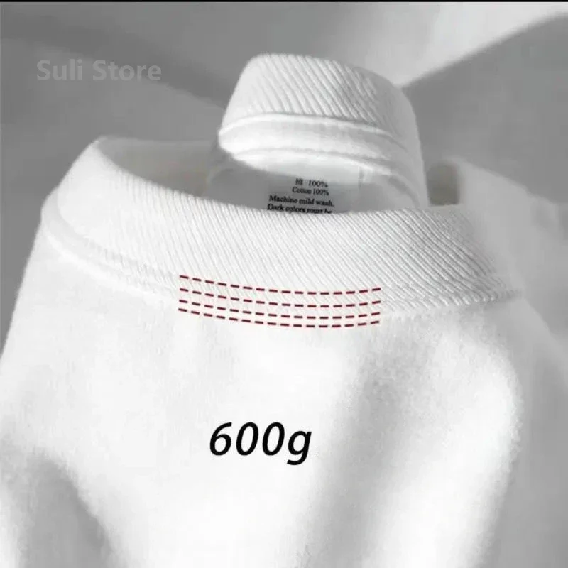 T-Shirt da Uomo a Maniche Corte in Cotone Puro 600g/m² – Maglietta Spessa, Resistente e di Moda per un Look Moderno e Comfortevole