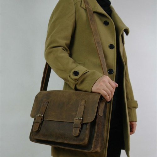 Bild von Vintage Leder Umhängetasche für Herren – Echtes Crazy Horse Rindsleder