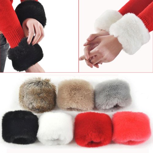 Imagen de Puños de Piel Sintética Cálidos y Elásticos para Abrigos de Lana – Accesorios Moda Invernal para Mujer