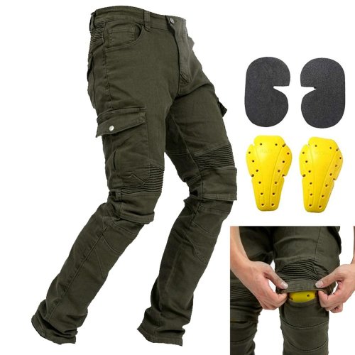Afbeelding van Herensportbroek voor Motorrijden – Motocross Racing Jeans met 4 Afneembare CE-Gecertificeerde Knie- en Heupbeschermers