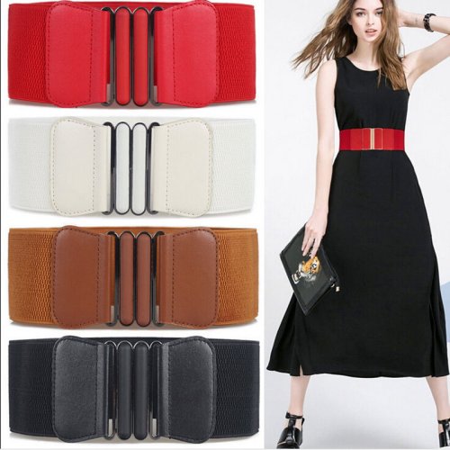 Afbeelding van Elastische Wijde Tailleband voor Dames – Modieuze Stretch Riemen als Jurkversiering, Effene Design voor Stijlvolle Kledingaccessoires 2023