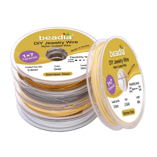Image of Natural Korean Soft Steel Wire for Jewelry Making – 0.3mm to 0.6mm, 7-Strand Beading Line, 30-50 Meter Spool for Bracelets and Necklaces