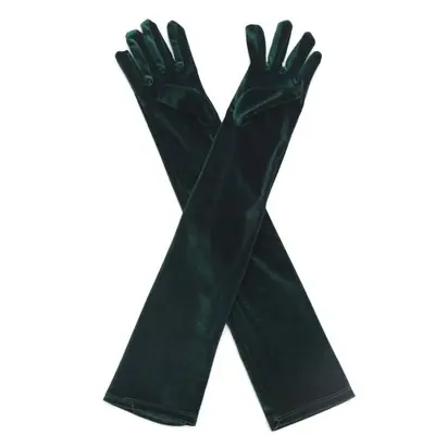 Image de Gants Longs Vintage Noir Velours - Élégance & Raffinement