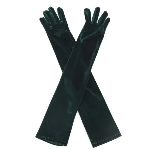 Image de Gants Longs Vintage Noir Velours - Élégance & Raffinement