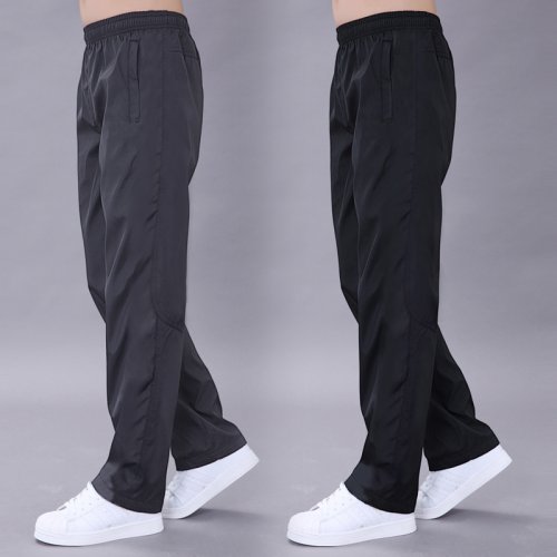 Imagen de Pantalones de Chándal para Hombre Transpirables y de Secado Rápido, Pantalones Deportivos de Primavera con Cintura Elástica y Corte Recto Ancho, Ideal para Correr y Actividades Físicas
