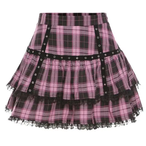 Image de Jupe Mini Gothique Dentelle Volants - Style Harajuku Lolita