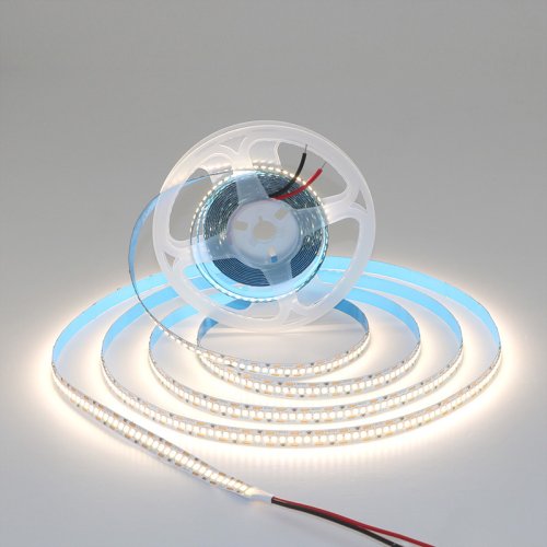 Image of Flexible Waterproof LED Strip Light 2835 SMD 120 LEDs per Meter, 5M Length, 300/600/1200 LED Options, DC 12V/24V, IP65 Rating, Cuttable and Reusable Soft Lamp Bar for Home, Kitchen, Ceiling, and Decorative Lighting