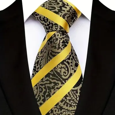 Image de Cravate Jaune Paisley 8cm - Élégance Homme