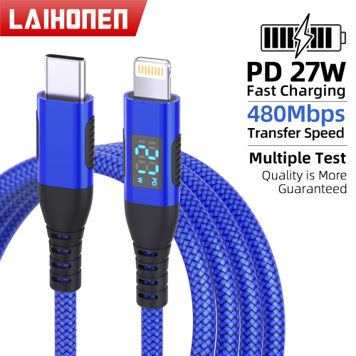 Afbeelding van LAIHONEN USBC naar Lightning voor iPhone-oplaadkabel 10FT Heavy Duty Lightning-kabel Nylon gevlochten snel opladen voor iPhone 14 13 12