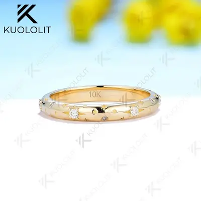 Image de Bague Moissanite Étoile en Or Jaune - 18K, 14K, 10K