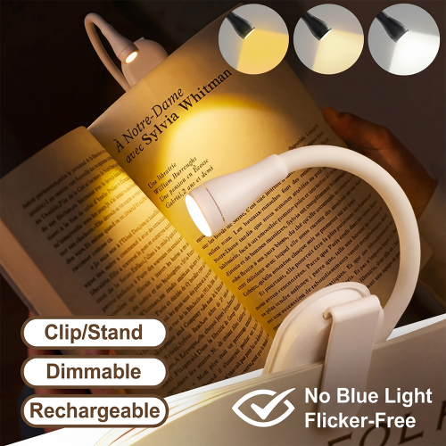 Imagen de Luz LED Portátil para Lectura con Clip - Iluminación Nocturna con Carga USB