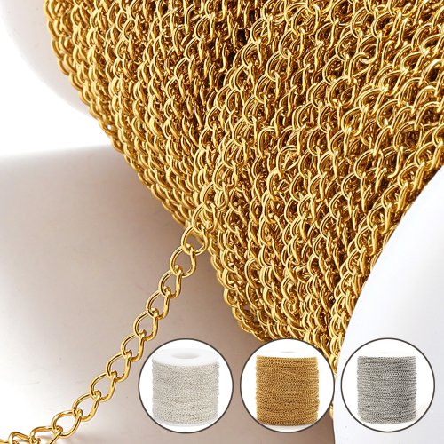 Image of 2meters Stainless Steel Extension Chain 2/3/4mm Gold Necklace Chains for Bracelet DIY Chain Accessories Jewelry Making Crafts