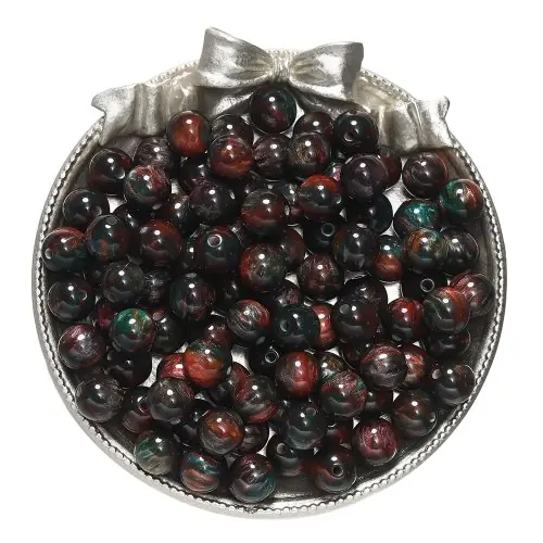 Image de Perles Oeil de Chat Rondes - Lot de 20-50 pcs pour Bijoux DIY