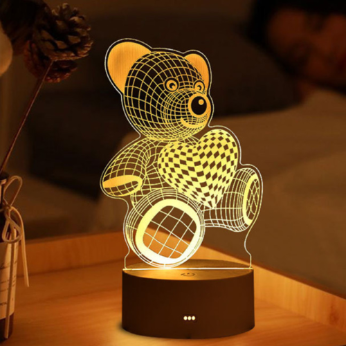 Immagine di Lampada 3D Acrilico USB Luci notturne a LED Lampada con insegna al neon Decorazioni natalizie per la casa Camera da letto Decorazioni di compleanno Regali di nozze