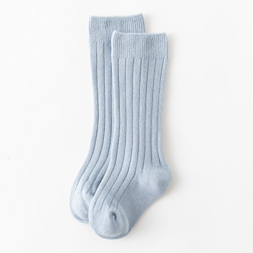 Imagen de Calcetines hasta la rodilla para bebés, medias de algodón liso a rayas, medias largas para niños de 0 a 3 años