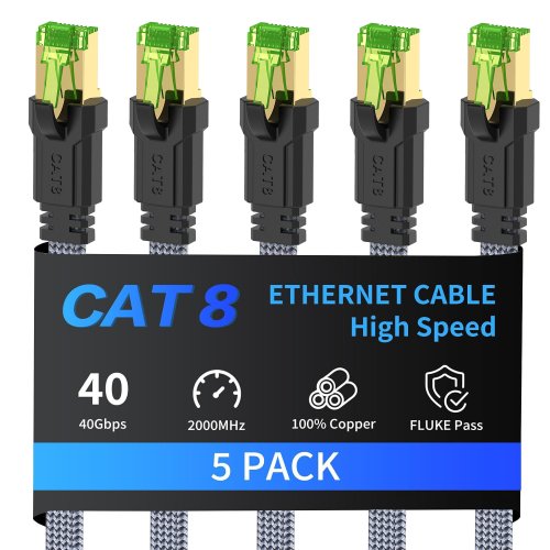 Bild von 1 Packungen 2 Packungen 3 Packungen 5 Packungen Cat8 Ethernet-Kabel StTP 40 Gbit/s 2000MHz Cat 8 RJ45 Netzwerk LAN Patchkabel für Router Modem Internet RJ 45 Ethernet-Kabel