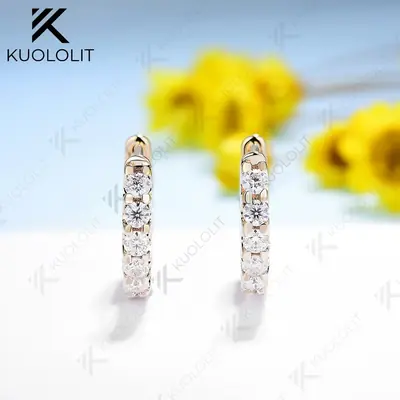 Image de Boucles d'oreilles Moissanite Élégantes - Or 18K & Argent 925