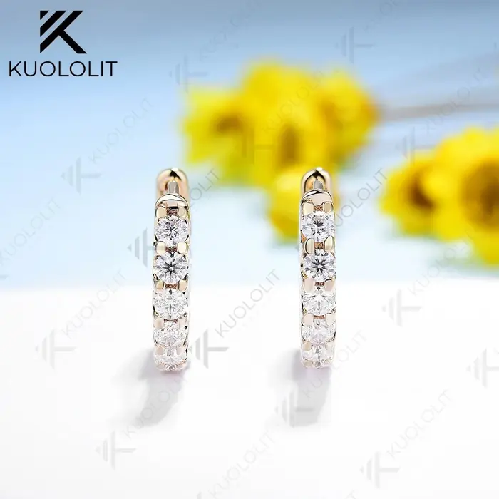 Image de Boucles d'oreilles Moissanite Élégantes - Or 18K & Argent 925