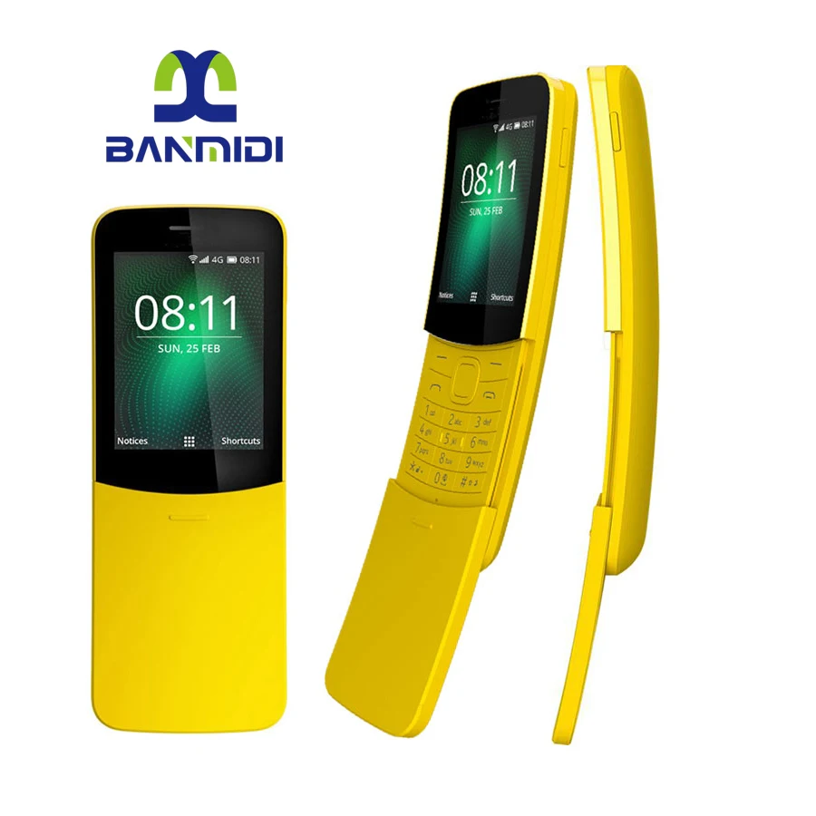 Immagine di Smartphone 8110 4G LTE Dual SIM Banana Originale Sbloccato con WiFi, GPS, 4GB RAM, 512MB ROM, Schermo a Slitta, sistema KaiOS - Versione 2018