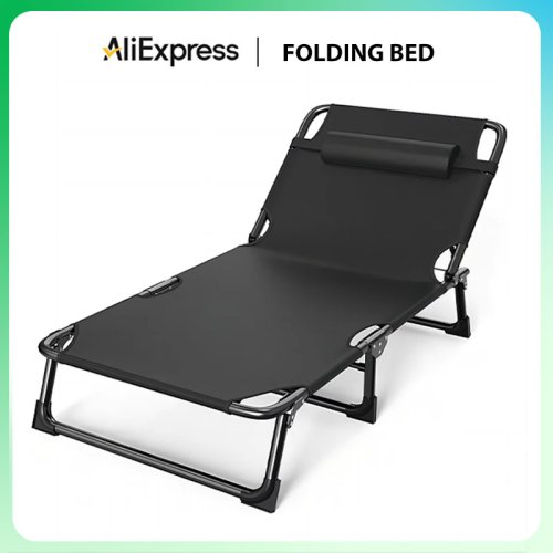 Bild von Klappbett für Outdoor und Reisen – Tragbares Campingbett mit Mehrzweckfunktion als Liegestuhl und Mittagspause-Bett für Einzelpersonen im Haushalt