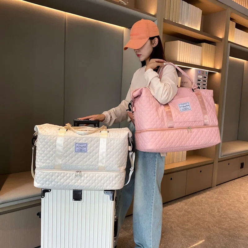 Bild von Leichte Gepäcktasche, Reise-Reisetasche mit großem Fassungsvermögen, Turnbeutel, Schultertasche für Weekender, Übernachtungstasche