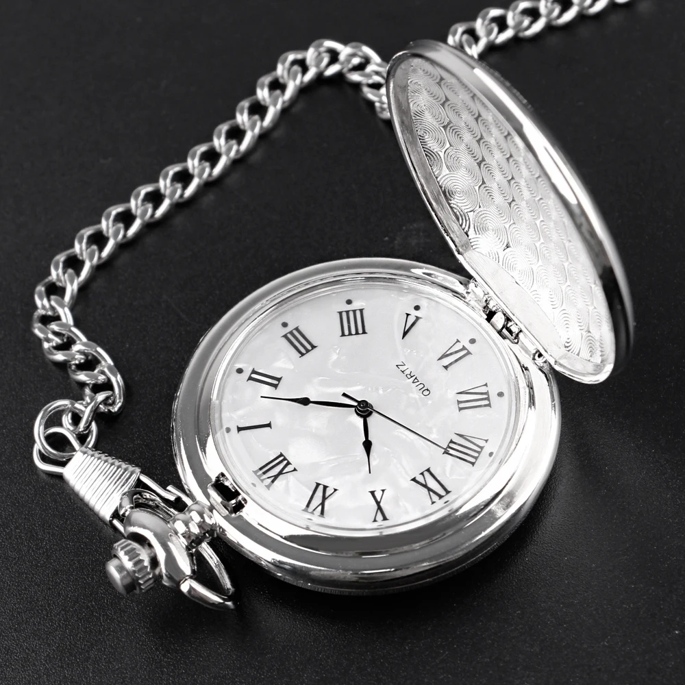 Image of 2025 Elegant Luxury Silver Quartz Pocket Watch for Men – Stylish Necklace Pendant with Sweater Chain, Classic Timepiece Accessory Gift