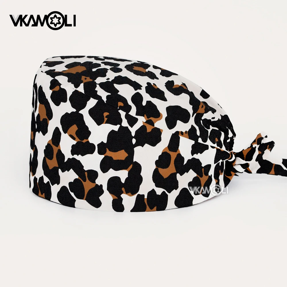Imagen de Gorro con estampado de leopardo para trabajadores de la salud, gorros médicos a la moda, accesorios de cirugía para enfermeras