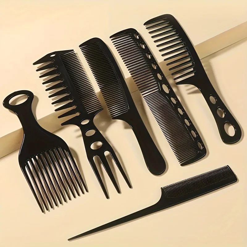 Afbeelding van 6-delig set natuurlijke haarborstels en kammen voor mannen en vrouwen – Professionele styling in de schoonheidssalon