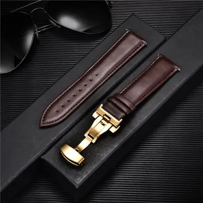 Image de Bracelet de Montre en Cuir - 18mm à 24mm - Noir & Marron