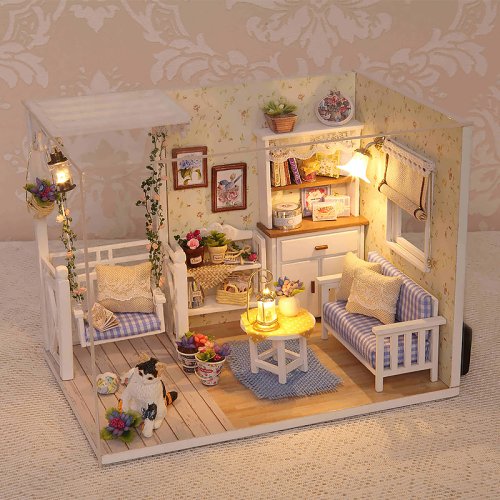 Mini Maison de Poupée Chaton - Puzzle 3D en Bois