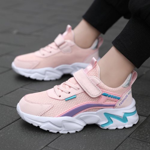 Afbeelding van Leuke Roze Sneakers voor Meisjes - Ademend Mesh SportSchoenen met Antislip Zool voor School en Buitenactiviteiten