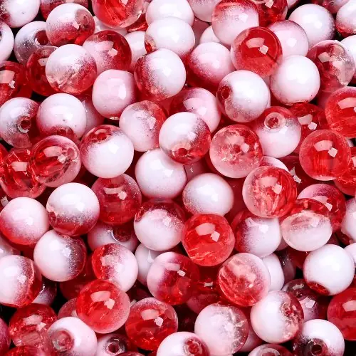 Image de Perles de Verre Cristal Rouge & Vert 8mm - Lot de 100 pour Bijoux DIY