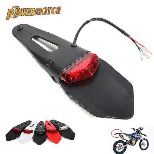 Immagine di Parafango Posteriore con Fanale LED 12V - Universale per Moto Off-Road