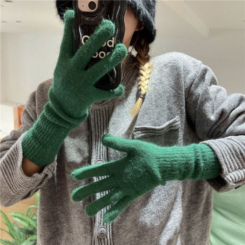 Imagen de Guantes Cálidos de Piel de Conejo con Rayas