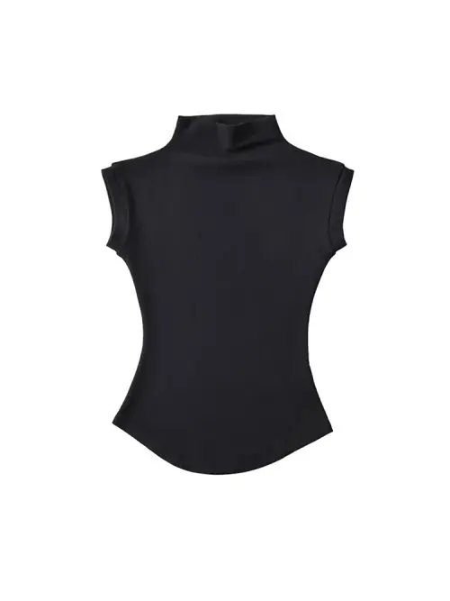 Image de T-Shirt Col Roulé Sans Manches Femme - Coupe Ajustée Été