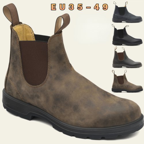 Image of Luxury Retro Leather Chelsea Boots for Men and Women – Casual, Comfortable, British-Style Ankle Boots with Classic Design, Perfect for Work or Everyday Wear, Available in Big Sizes 35 to 49